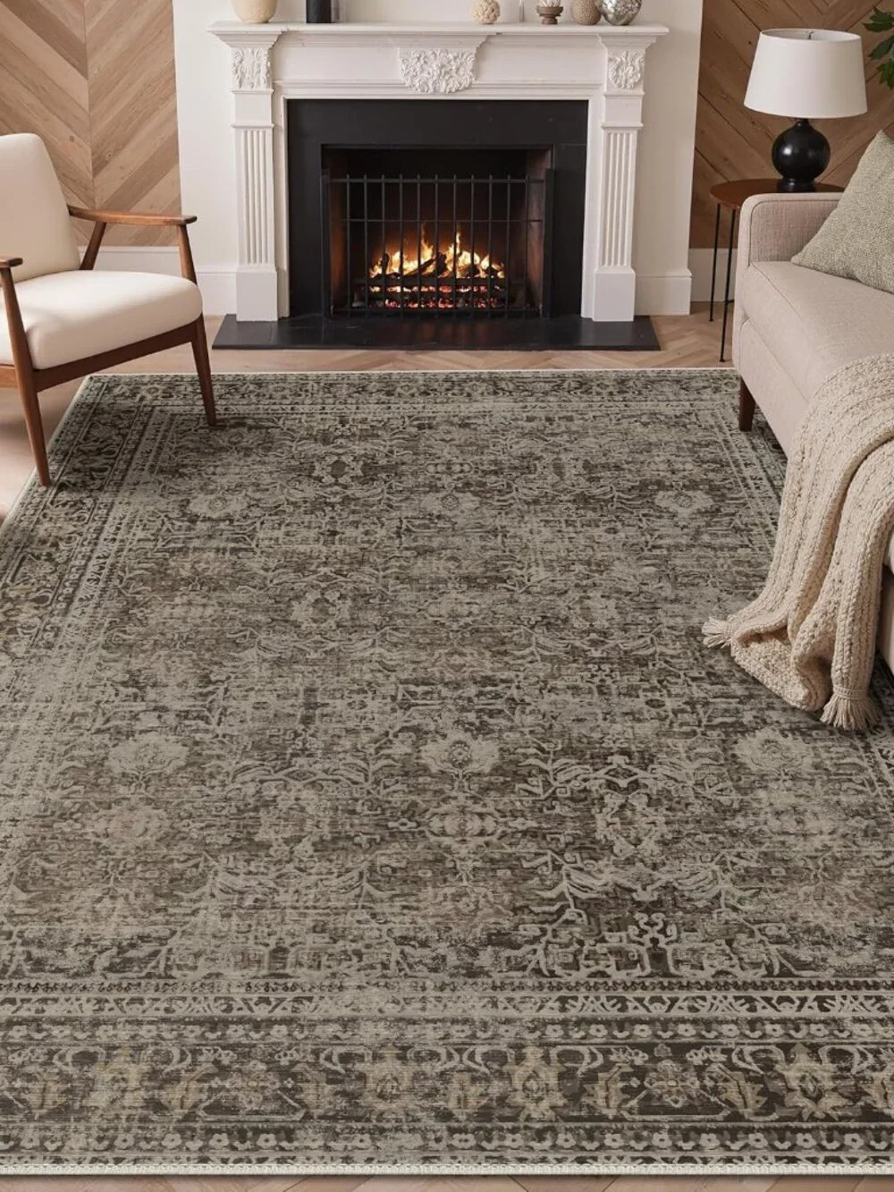 6x9 Area Rug Machine Washable Boho Rug for Living Room,Ultra-Thin Low Pile Carpe